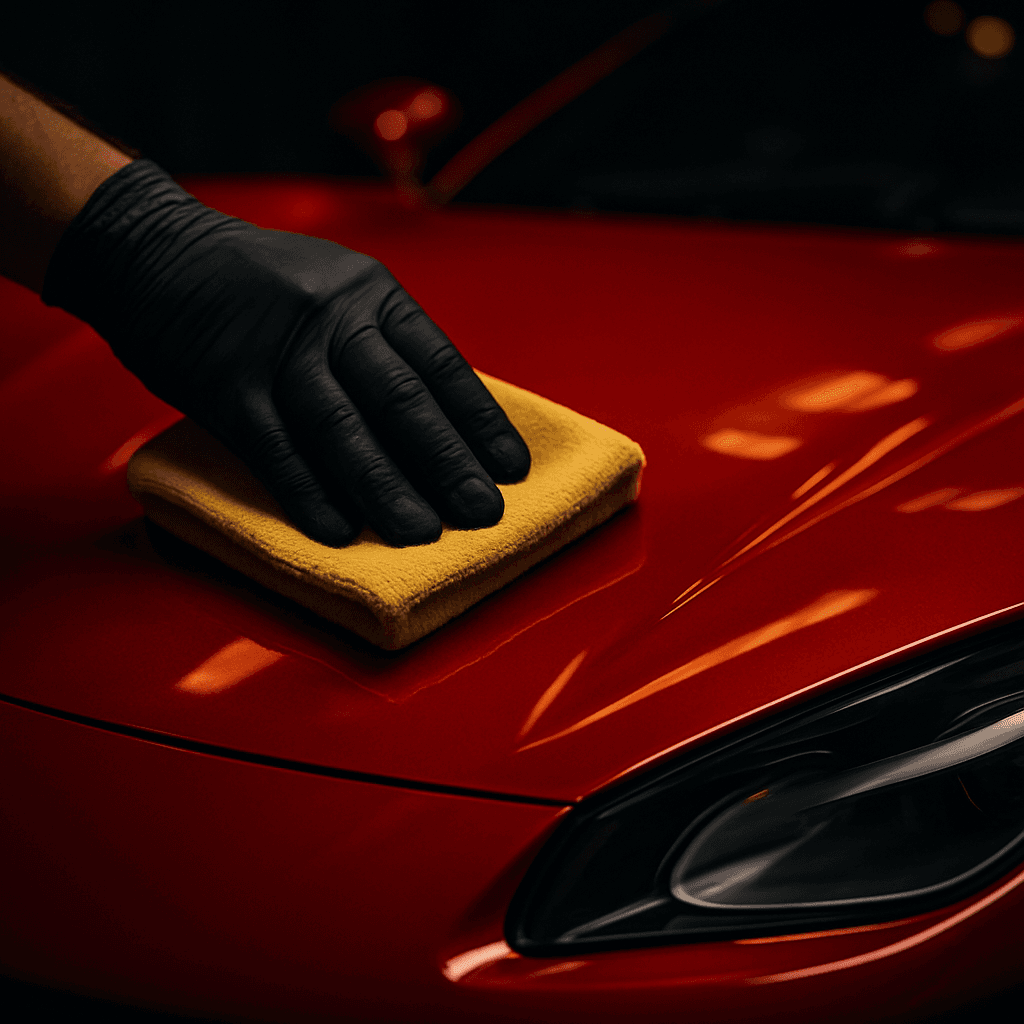 Freshly detailed vehicle with glossy paint finish